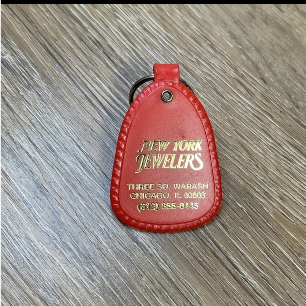 Vintage New York Jewelers Keychain Key Fob Red Key ring Advertising